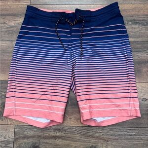 Old Navy Men's Gradient Striped Swim Shorts in Pink & Blue in Size 34